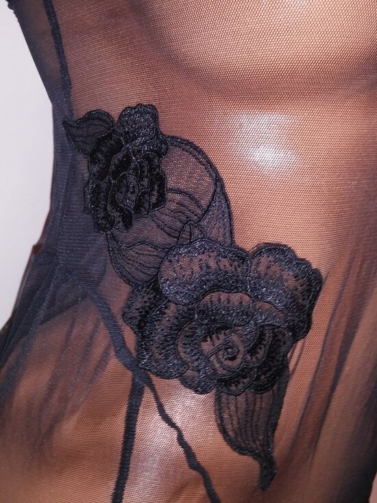 Victoria Secret Lingerie Jumpsuit One Piece Pantsuit Black Sheer Embroidered New - Picture 7 of 15